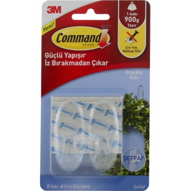17091 Command Orta Boy Şeffaf Askı