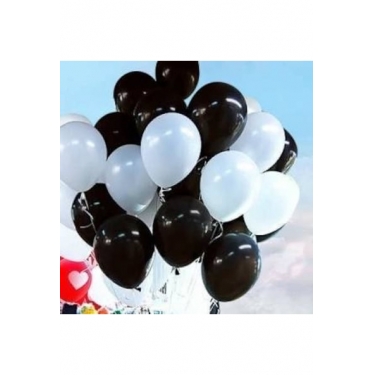 Balon Evi Siyah Beyaz Renklerinde Balon 25 25 Toplam 50 Adet