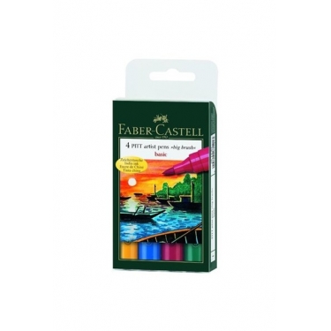 Faber-Castell 167121 Pitt Çizim Kalemi Büyük Boy 4Lu Ana Renkler