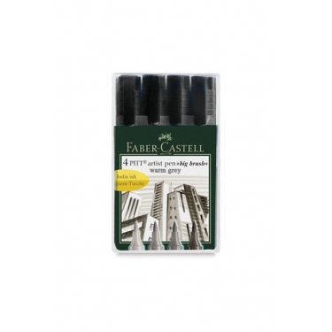 Faber-Castell 167118 Pitt Çizim Kalemi Big Brush 4Lü Sıcak Gri
