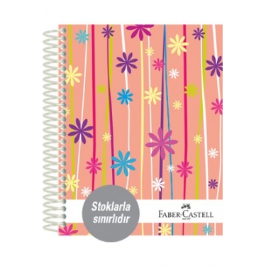 Faber-Castell Sert Kapak Seperatör 4+1 Çiçekler Defter 80gr 200 Yaprak (stok