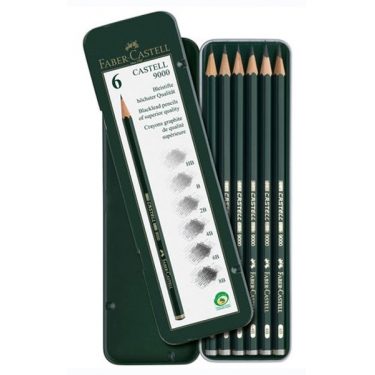 Faber-Castell Castell 9000 Grafit Kalemi 6'li Metal Kutu 5160119063