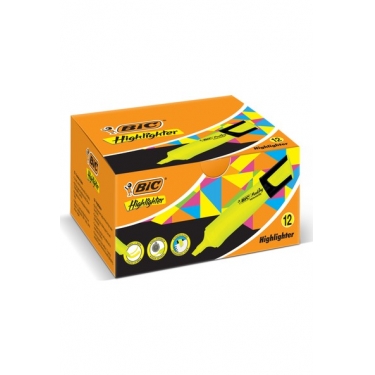 Bic Marking Highlighter Flat Fosforlu Kalem Sarı 12'Li Kutu