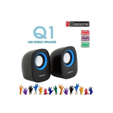Classone K25-Bb Classone 1+1 Usb 2.0 6W Kablo Hoparlör Siyah/Mavi Renk