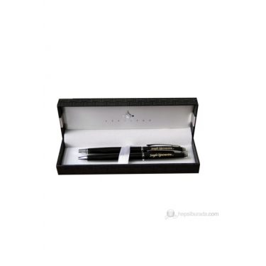 Steelpen Siyah Lake Kaplama Sevgili Öğretmenime Tükenmez -Roller Kalem Seti