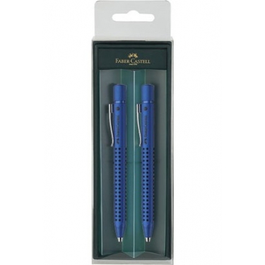 Faber-Castell Grip 2011 Versatil+Tükenmez Hediye Seti Metalik Mavi