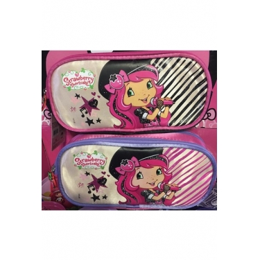 Çilek Kız Kalem Çantası Çift Gözlü Kalemlik