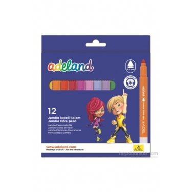 Adeland Jumbo Keçeli Kalem 12 Renk