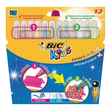 Bic Colour & Create Xl Boya Ve Süsle Keçeli Boya Kalemi 12'Li Kutu