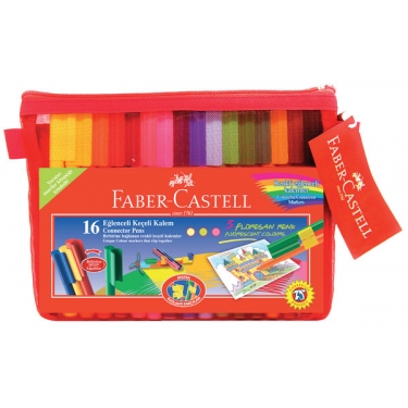 Faber-Castell Eglenceli Çantali Keçeli Kalem, 16 Renk - 5068168820