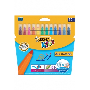 BIC Kids Kid Couleur XL Keçeli Boya Kalemi, 12’li Kutu