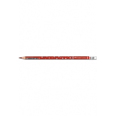 Faber-Castell Başlık Kalemi Yıldız Desenli Silgili Kırmızı 1131459001 12 Li (1 Paket 12 Adet)