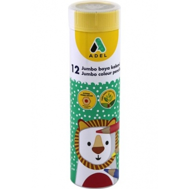 Adel Kuru Boya Kalemi Jumbo 12 Renk Metal Tüp Tam Boy