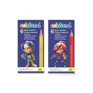 Adeland Karton Kutu Boya Kalemi 6 Renk Yarım Boy