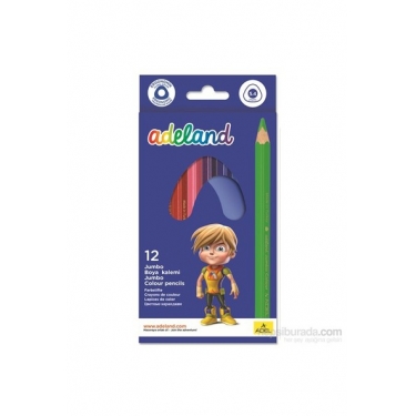 Adeland Jumbo Üçgen Gövde Boya Kalemi 12 Renk (5,4mm)