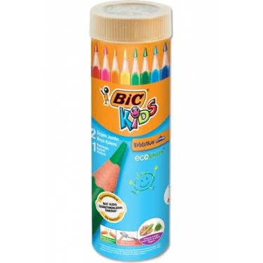 Bic Kids Evolution Üçgen Jumbo Kuru Boya Kalemi 12+1'Li Metal Tüp