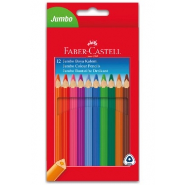 Faber-Castell Boya Kalemi 12 Renk  Jumbo Tam Boy Üçgen