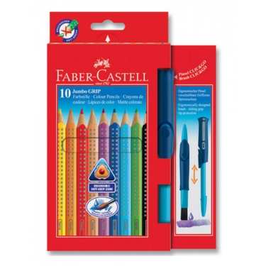 Faber-Castell Jumbo Grip Boya Kalemi 10 Renk+Firça 5170110914