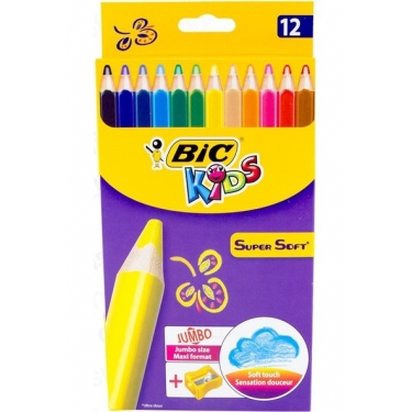 Bic Kuruboya+Kalemtraş Süpersoft Jumbo 12Li 933960