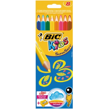 Bic Supersoft Kuru Boya 8'Li Kutu + Jumbo Kalem Tiras - 895921