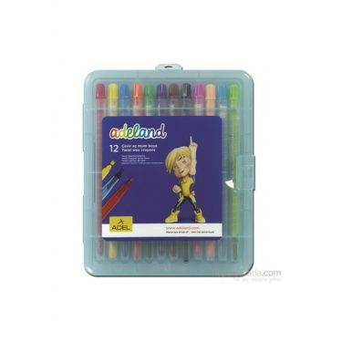 Adeland Çevir-Aç Mum Boya 12 Renk