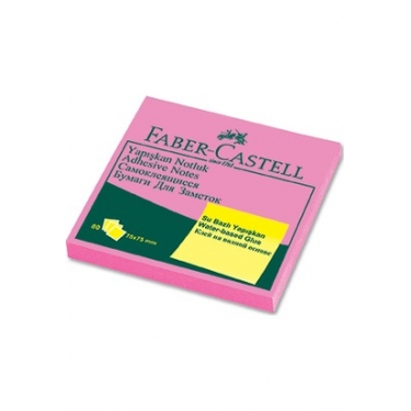 Faber-Castell Yapışkan Notluk 75x75mm. Fosforlu Pembe