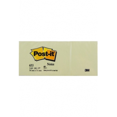 3M Post-It Not Kağıdı 38 x 51 mm Sarı 3x100 Yaprak (653)