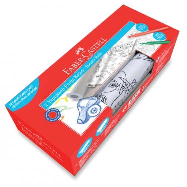 Faber-Castell Baskili Yapiskanli Resim Kagidi & Keçeli Kalem Seti - Erkek -...