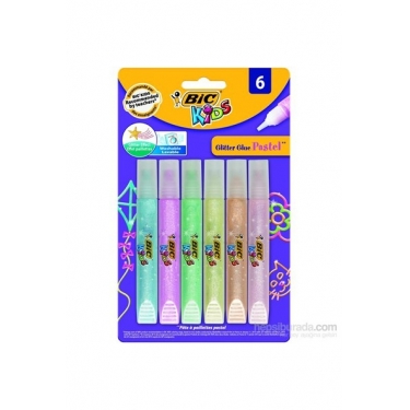 Bic Pastel Simli Yapıştırıcı 6'lı Blister