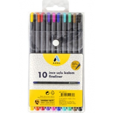 Adel Fineliner 10 Renk Karışık İnce Uçlu Kalem